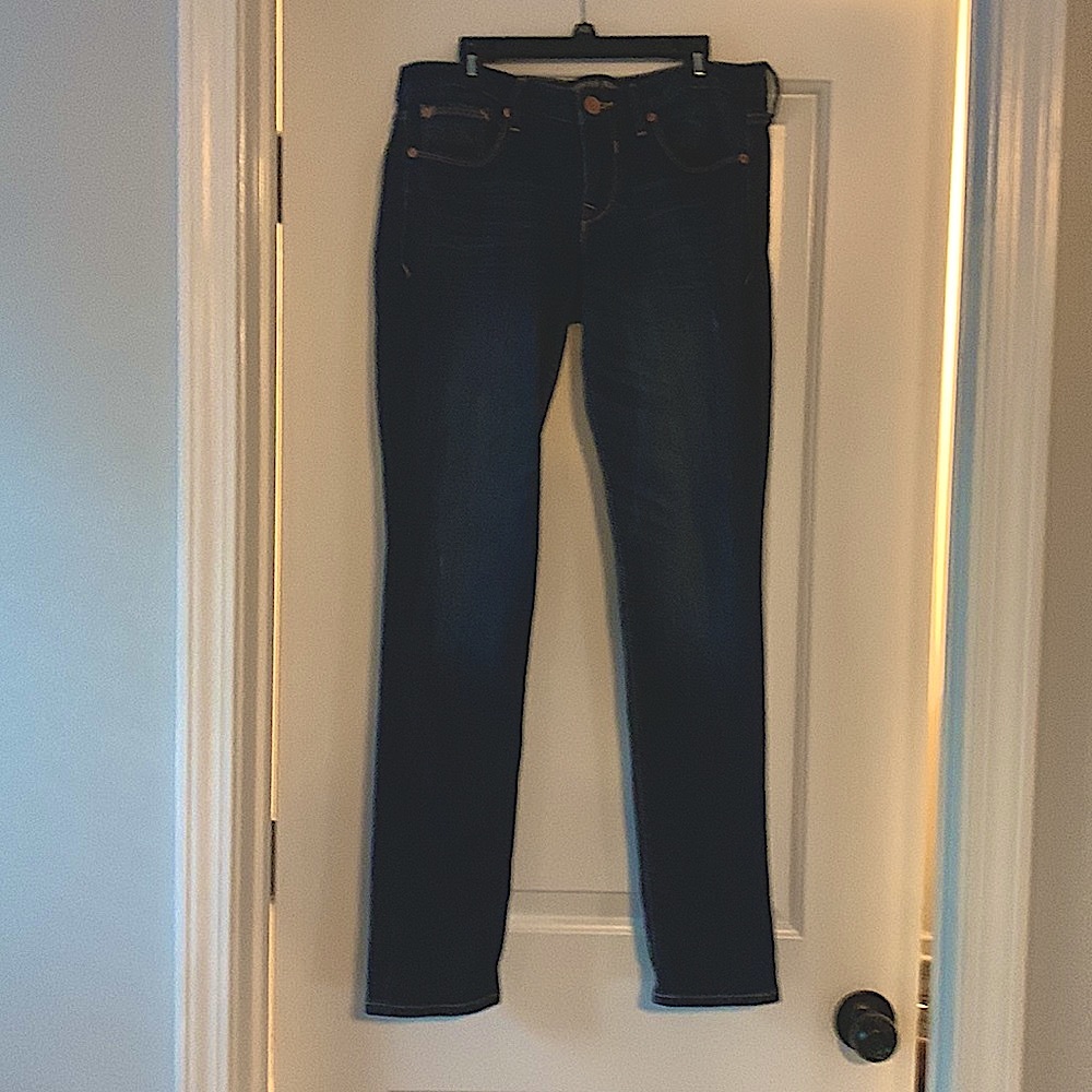 Express dark wash skinny jeans